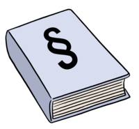 Piktogramm eines Gesetzbuches (Buch mit einem Paragraphenzeichen auf dem Deckblatt)